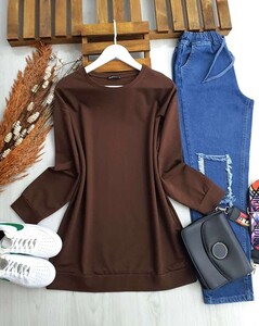HALLE DÜZ TUNİK C1-5249-37-KAHVE - 