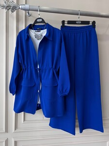 HALS DUBLE CEPLİ BELİ BAĞCIKLI İKİLİ TAKIM B11-3-1494-14-SAKS - 