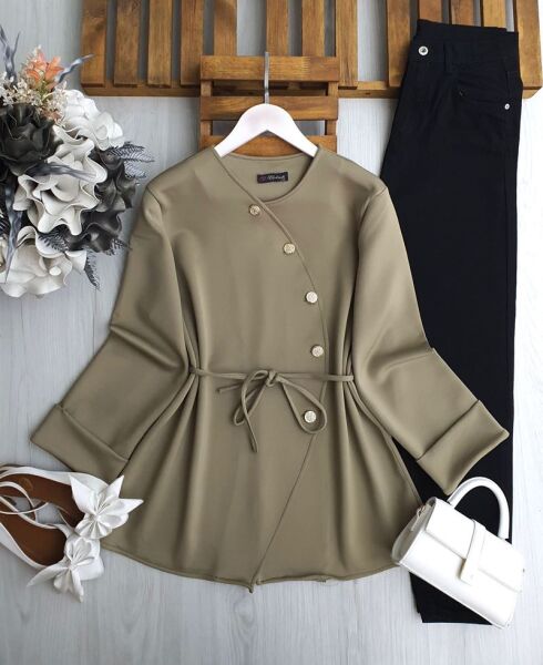 HAPCA CAPRAZ DÜĞMELİ BELİ İPLİ TUNİK 5650-09-HAKİ - 1