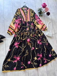 HAYP DESENLİ PATLI YARIM DÜĞMELİ SALAŞ ELBİSE A6-3-2313-01-SİYAH - 