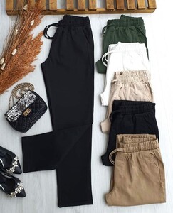 HAZİ DOUBLE PAÇA BELİ LASTİKLİ GABARDİN PANTOLON 6048-01-SİYAH - 