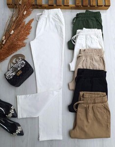 HAZİ DOUBLE PAÇA BELİ LASTİKLİ GABARDİN PANTOLON 6048-20-BEYAZ - 