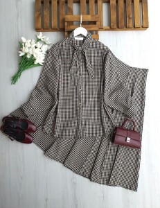 HELBA DESENLİ YAKA DETAYLI ETEĞİ KUP DİKİŞLİ TAKIM A4-1-1732-34-BEJ - 1