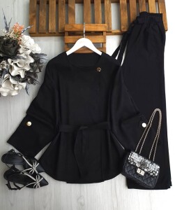 HELBA TEK DÜĞMELİ KEMERLİ SÜET KISA CEKET B6-4-3210-01-SİYAH - 1