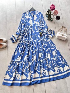 HELİ DESENLİ PATLI YARIM DÜĞMELİ SALAŞ ELBİSE B7-1-2307-11-İNDİGO - 