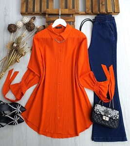 HENA KURDELE KOL KOLYELİ TUNİK B11-3-5338-15-ORANJ - 