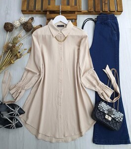 HENA KURDELE KOL KOLYELİ TUNİK B11-3-5338-34-BEJ - 