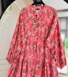 HENFE PATLI DESENLİ YARIM DÜĞMELİ SALAŞ ELBİSE D5-2329-16-GÜL - 2