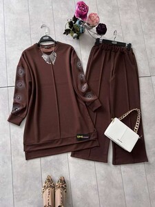 HERA KOL TAŞ İŞLEMELİ İKİLİ TAKIM B9-5-1425-37-KAHVE - 