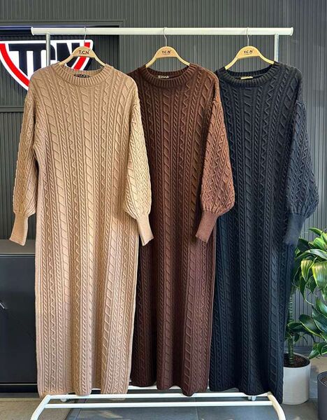 OHESA SAÇ ÖRGÜ DOKUMA TRİKO ELBİSE A9-1-8103-01-SİYAH - 1