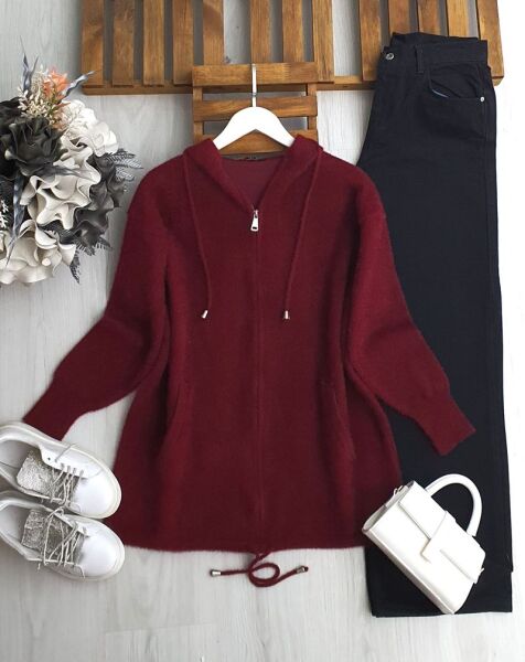 HEVAZ ÖNÜ FERMUARLI KAPŞONLU SAKAL İPLİK KAP 3219-04-BORDO - 1