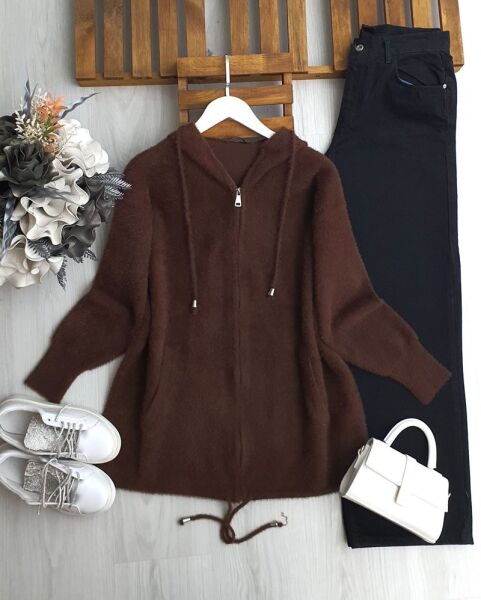 HEVAZ ÖNÜ FERMUARLI KAPŞONLU SAKAL İPLİK KAP 3219-37-KAHVE - 1