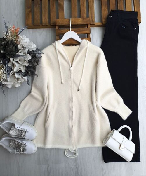 HEVAZ ÖNÜ FERMUARLI KAPŞONLU SAKAL İPLİK KAP 3219-50-KEMİK - 1