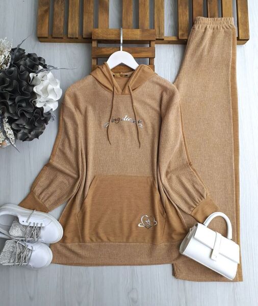 HEVUN KAPŞONLU KANGURU CEP MELAJ İKİLİ TAKIM A4-3-1666-48-BİSKÜVİ - 1