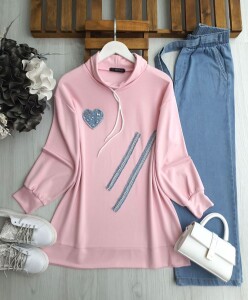 HEYE TAŞLI KOT DETAYLI TUNİK B2-4-5603-05-PUDRA - 