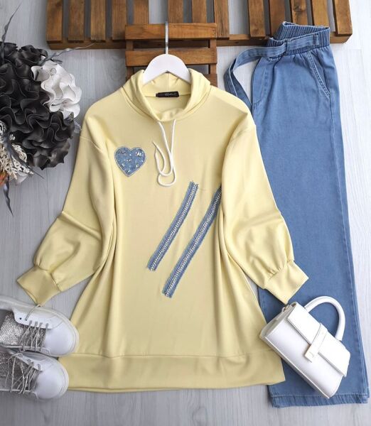 HEYE TAŞLI KOT DETAYLI TUNİK B2-4-5603-23-SARI - 1