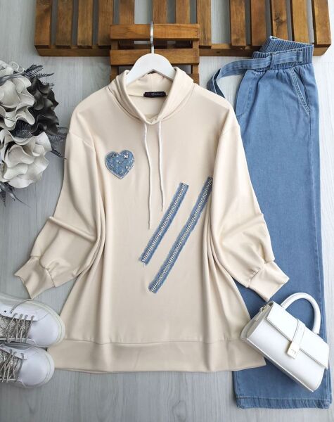 HEYE TAŞLI KOT DETAYLI TUNİK B2-4-5603-34-BEJ - 1