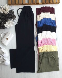 HEYN BELİ LASTİKLİ İPLİ MÜSLİM BOL PANTOLON C8-6072-01-SİYAH - 1