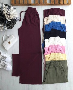 HEYN BELİ LASTİKLİ İPLİ MÜSLİM BOL PANTOLON B1-4-6072-04-BORDO 