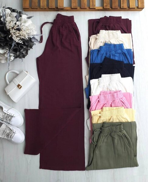 HEYN BELİ LASTİKLİ İPLİ MÜSLİM BOL PANTOLON B1-4-6072-04-BORDO - 1