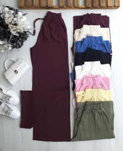 HEYN BELİ LASTİKLİ İPLİ MÜSLİM BOL PANTOLON C8-6072-04-BORDO - 1