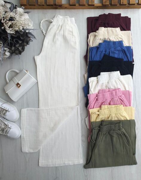 HEYN BELİ LASTİKLİ İPLİ MÜSLİM BOL PANTOLON C8-6072-20-BEYAZ - 1