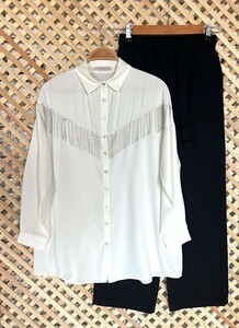 HEZLA TAŞ PÜSKÜLLÜ GÖMLEK B2-7-23276-20-BEYAZ - 