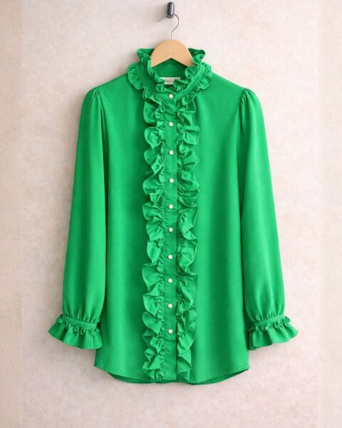 HOFN YAKA VE ÖN FIRFIRLI GÖMLEK A10-2-23258-07-YEŞİL - 1