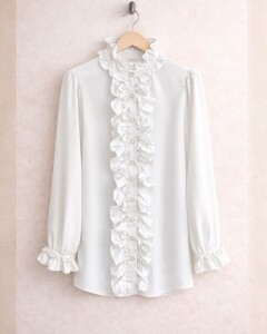 HOFN YAKA VE ÖN FIRFIRLI GÖMLEK A10-2-23258-20-BEYAZ - 1