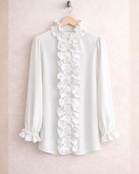 HOFN YAKA VE ÖN FIRFIRLI GÖMLEK A10-2-23258-20-BEYAZ - 1