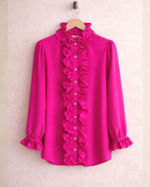 HOFN YAKA VE ÖN FIRFIRLI GÖMLEK A10-2-23258-28-FUŞYA - 1