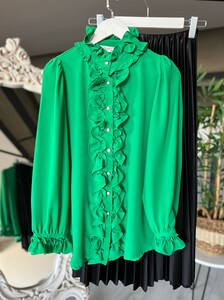 HOFN YAKA VE ÖN FIRFIRLI GÖMLEK B4-2-23258-54-BENETTON - 1