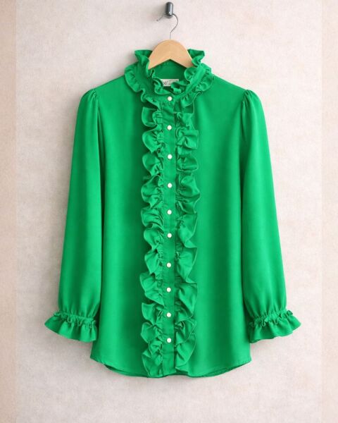 HOFN YAKA VE ÖN FIRFIRLI GÖMLEK A10-2-23258-54-BENETTON - 1