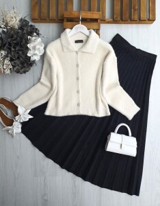 HOFYN YAKALI ÖNÜ DÜĞMELİ ANGORA HIRKA 8160-34-BEJ - 