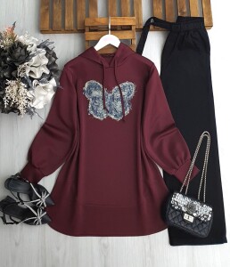 HÖNEF KOT KELEBEKLİ RAHAT KALIP TUNİK 5645-04-BORDO - 