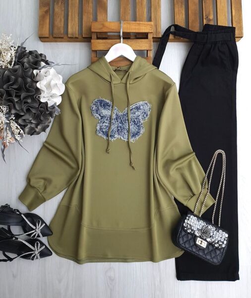 HÖNEF KOT KELEBEKLİ RAHAT KALIP TUNİK A5-5-5645-09-HAKİ - 1