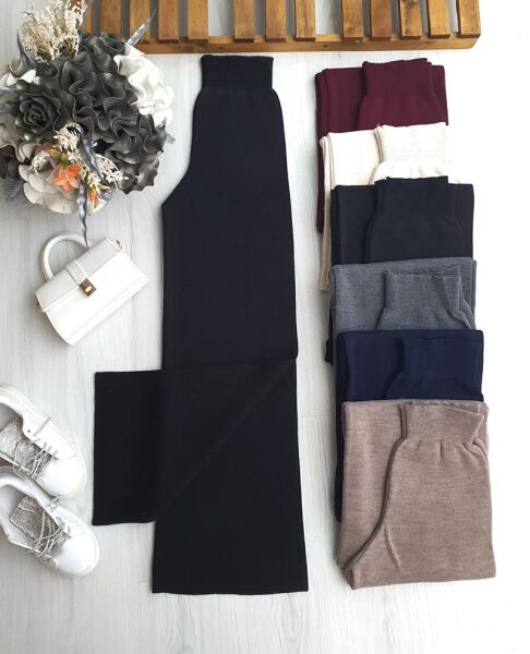 HONGE BELİ LASTİKLİ TRİKO BOL PANTOLON 6094-01-SİYAH - 1