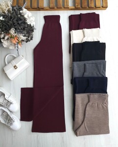 HONGE BELİ LASTİKLİ TRİKO BOL PANTOLON 6094-04-BORDO - 1