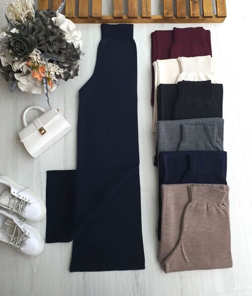 HONGE BELİ LASTİKLİ TRİKO BOL PANTOLON 6094-12-LACİVERT - 1