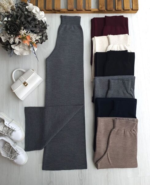 HONGE BELİ LASTİKLİ TRİKO BOL PANTOLON 6094-29-ANTRASİT - 1