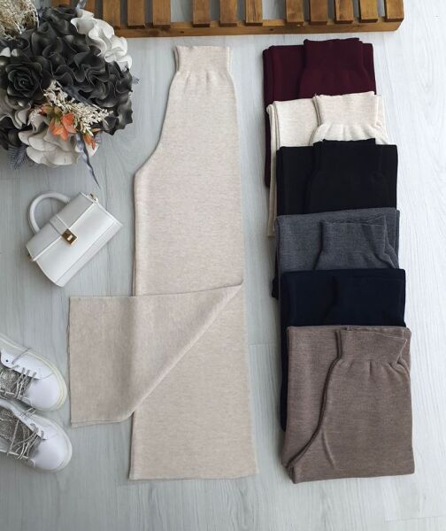 HONGE BELİ LASTİKLİ TRİKO BOL PANTOLON 6094-34-BEJ - 1