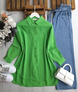 HUBGE ÖNÜ KISA ARKASI UZUN GÖMLEK TUNİK B5-4-23330-54-BENETTON - 