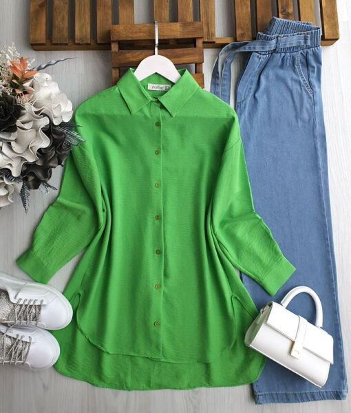 HUBGE ÖNÜ KISA ARKASI UZUN GÖMLEK TUNİK B5-4-23330-54-BENETTON - 1