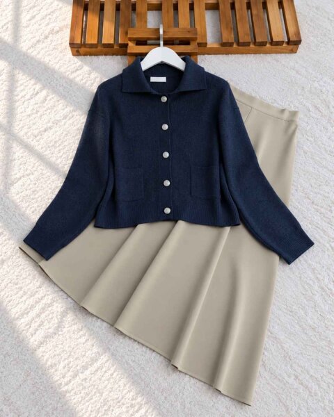 HUDLO ÇİFT CEPLİ KISA HIRKA 60010-12-LACİVERT - 1