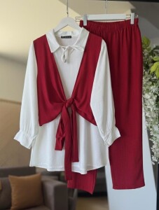 HUFA FONKSİYONEL BAĞLAMALI BOLEROLU ÜÇLÜ TAKIM A10-2-1643-03-KIRMIZI - 1