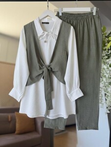 HUFA FONKSİYONEL BAĞLAMALI BOLEROLU ÜÇLÜ TAKIM A10-2-1643-09-HAKİ - 1