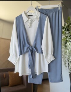 HUFA FONKSİYONEL BAĞLAMALI BOLEROLU ÜÇLÜ TAKIM A10-2-1643-10-MAVİ - 1