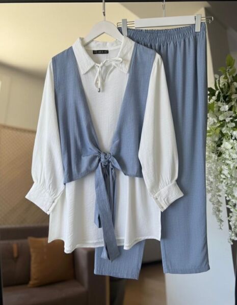 HUFA FONKSİYONEL BAĞLAMALI BOLEROLU ÜÇLÜ TAKIM A10-2-1643-10-MAVİ - 1