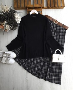 HUFSE OVERSİZE KAZAK 8170-01-SİYAH - 