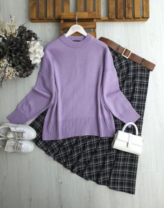 HUFSE OVERSİZE KAZAK 8170-32-LİLA - 